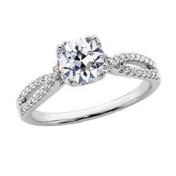 Round Old Miner Real Natural Earth Mined Diamond Ring 14K Gold Split Shank 4 Carats Jewelry