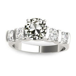 Round Old Miner Real Natural Earth Mined Diamond Ring 5 Stone Prong Bar Set 5 Carats