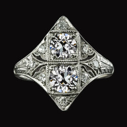 Round Old Miner Real Diamond Ring Antique Kite Style 2.50 Carats Filigree