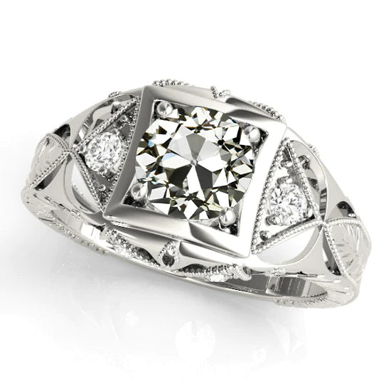 Round Old Miner Real Diamond Ring Butterfly Antique Style 2.75 Carats