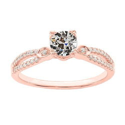 Round Old Miner Real Natural Earth Mined Diamond Ring Rose Gold Split Shank 2.50 Carats