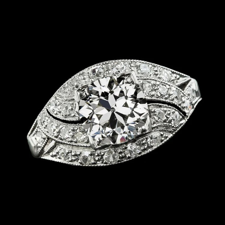 Round Old Miner Real Diamond Ring V Prong Set Twisted Style 4.50 Carats