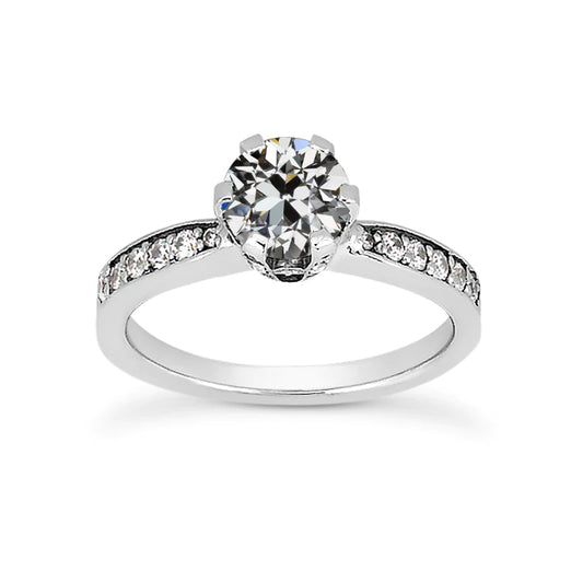 Round Old Miner Real Diamond Ring Women’s Jewelry 14K Gold 2.50 Carats