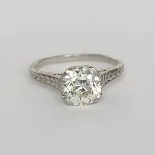 Round Old Miner Real Diamond Solitaire Ring Vintage Style 1.50 Carats