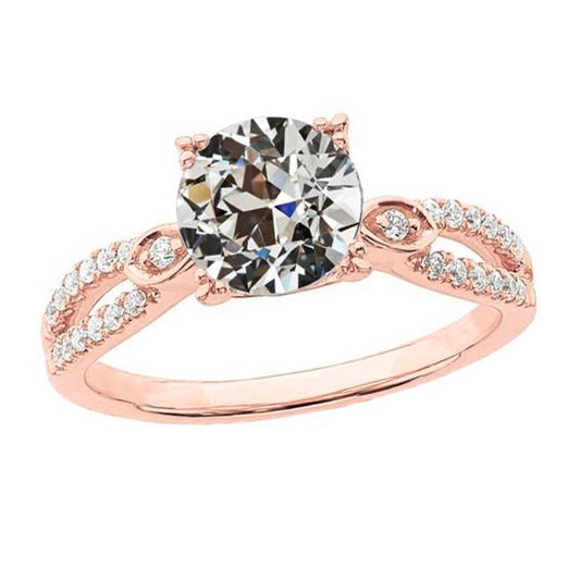 Round Old Miner Real Diamond Wedding Ring Split Shank 3.75 Carats Gold