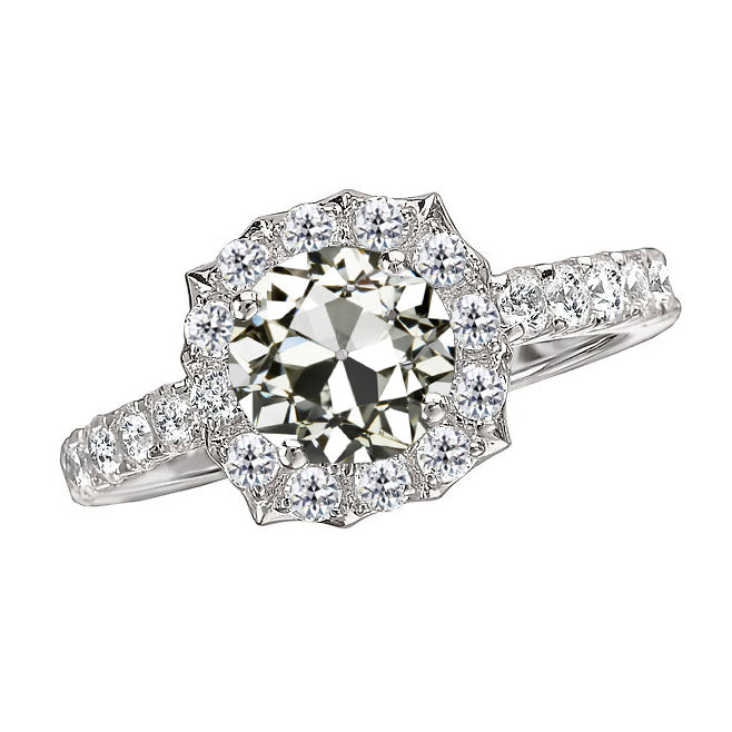 Solitaire Ring with Accents 14K White Gold with Diamond – main view
