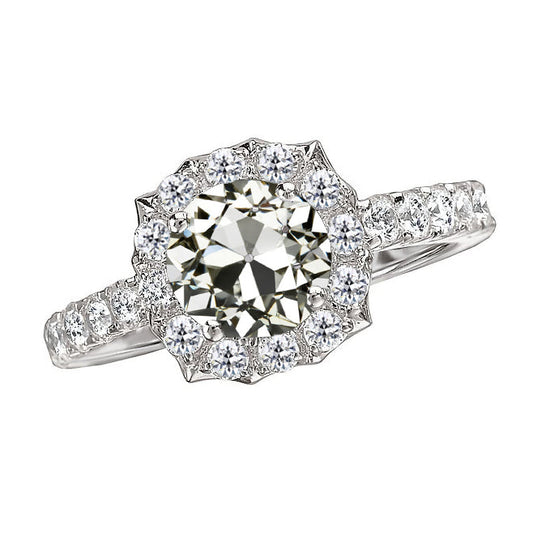 Solitaire Ring with Accents 14K White Gold with Diamond – main view