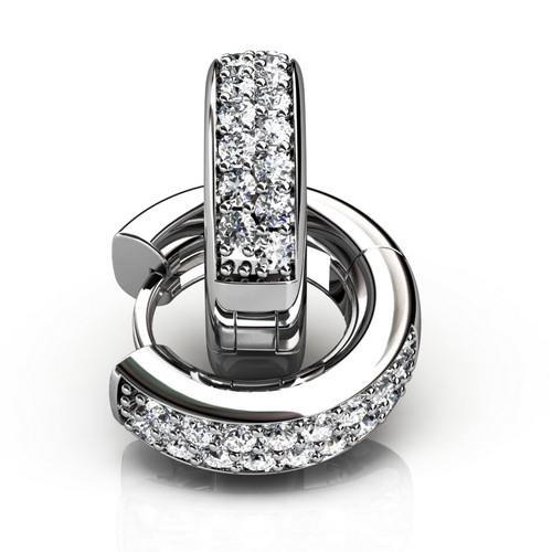 Round Pave Set Genuine Diamond Women Hoop Earring White Gold 4.80 Carats