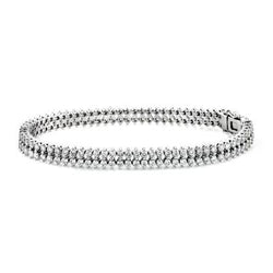 Round Prong Setting Natural Diamond Tennis Bracelet 14 Carats White Gold 14K