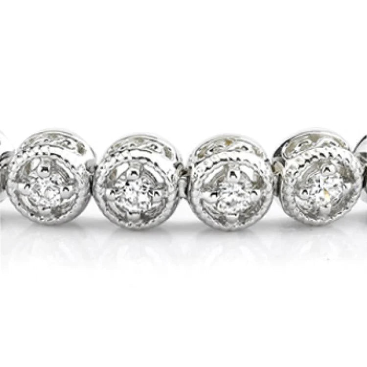 Round Real Diamond 4.80 Carats Tennis Bracelet White Gold 14K