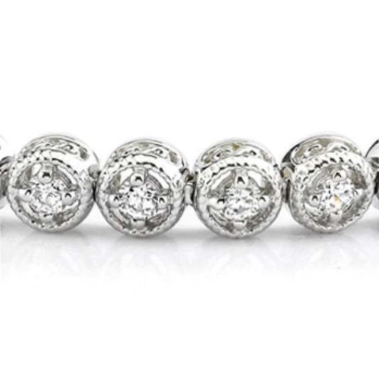 Round Real Diamond 4.80 Carats Tennis Bracelet White Gold 14K