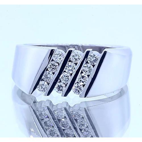 Round Real Diamond Anniversary Band Thick Shank White Gold 14K 1.20 Carats