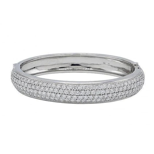 Round Real Diamond Bangle 12 Carats White Gold Jewelry