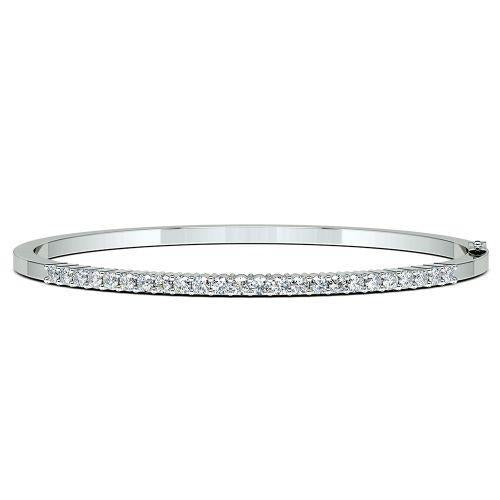 Round Real Diamond Bangle 2.60 Carats 14K White Gold