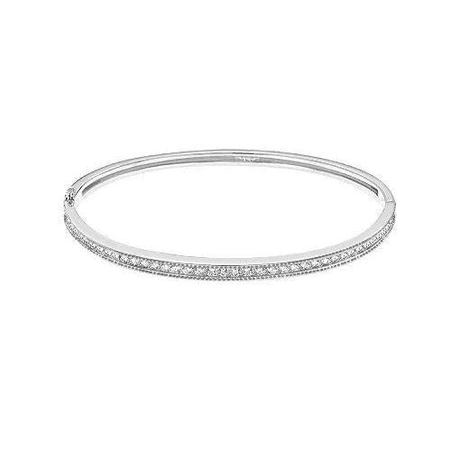 Round Real Diamond Bangle Solid White Gold 14K 3.50 Carats