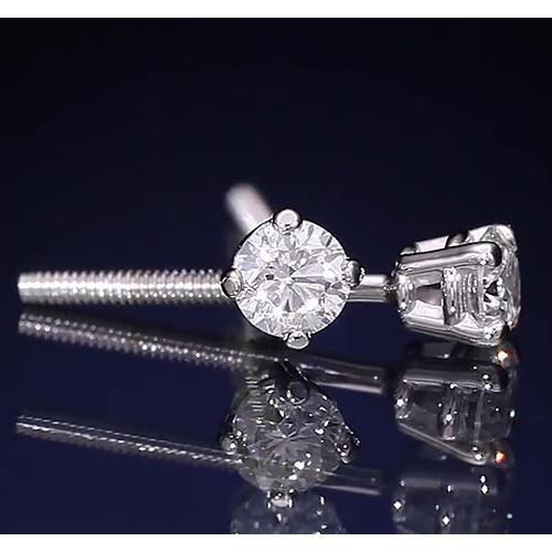 Round Real Diamond Basket Style Earring Studs