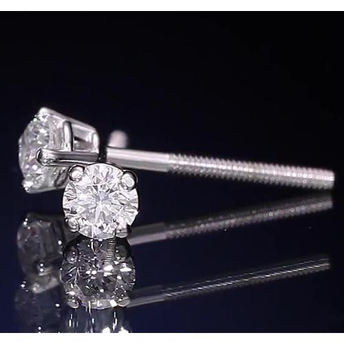 Round Real Diamond Basket Style Earring Studs 1.30 Carats