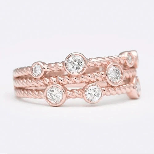 Round Real Diamond Bubble Ring Band