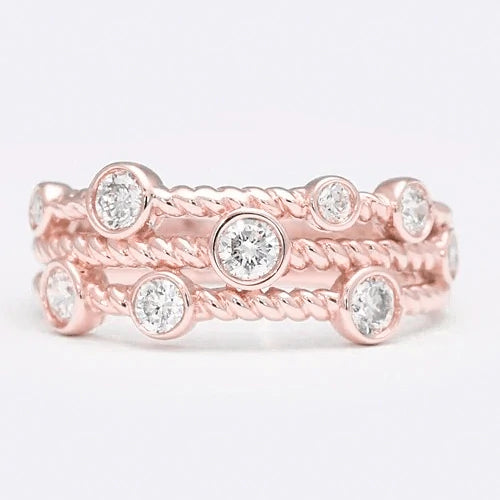 Round Real Diamond Bubble Ring Band