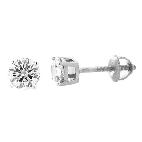 Round Real Diamond Cut Stud Earring 3.50 Ct. White Gold Jewelry