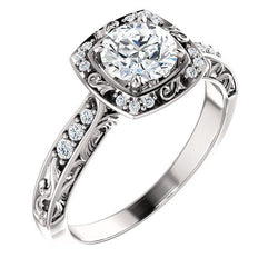 Round Real Diamond Engagement Anniversary Ring 1.65 Carats White Gold 14K