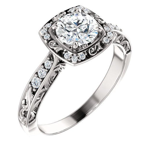 Round Real Diamond Engagement Anniversary Ring 1.65 Carats White Gold 14K