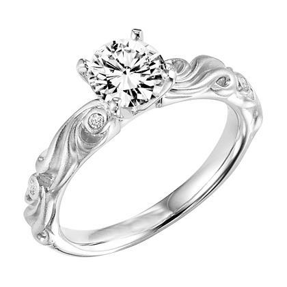 Round Real Diamond Engagement Filigree Ring 2.50 Ct White Gold 14K