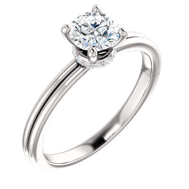 Round Real Diamond Engagement Ring 1.66 Carats Prong Setting White Gold 14K