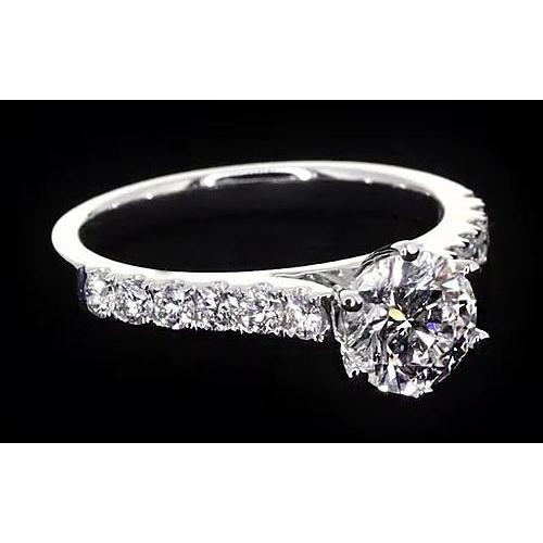 Round Real Diamond Engagement Ring 1.75 Carats  White Gold Womens Jewelry