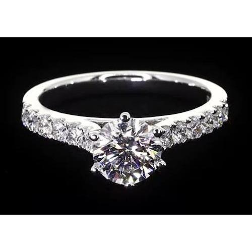 Round Real Diamond Engagement Ring 1.75 Carats  White Gold Womens Jewelry