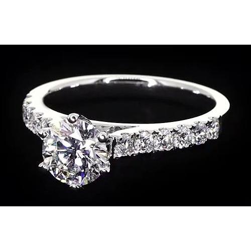 Round Real Diamond Engagement Ring 1.75 Carats  White Gold Womens Jewelry