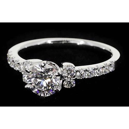 Round Real Diamond Engagement Ring 2 Carats Simple Jewelry 