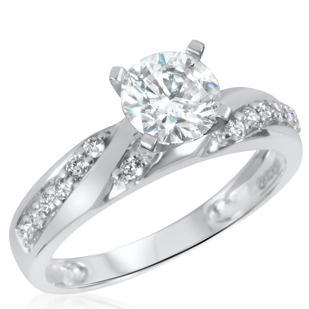 Round Real Diamond Engagement Ring With Accents 2.70 Carats Jewelry New - Solitaire Ring with Accents-harrychadent.ca