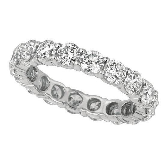 Round Real Diamond Eternity Ring Band 3.40 Carats White Gold 18K