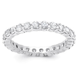 Round Real Diamond Eternity Wedding Lady Band White Gold 1.30 Ct