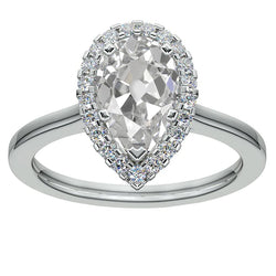 Round Real Diamond Halo Ring Pear Old Mine Cut 5.25 Carats Gold Jewelry