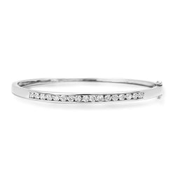 Round Real Diamond Ladies Bangle 2.55 Carats White Gold 14K