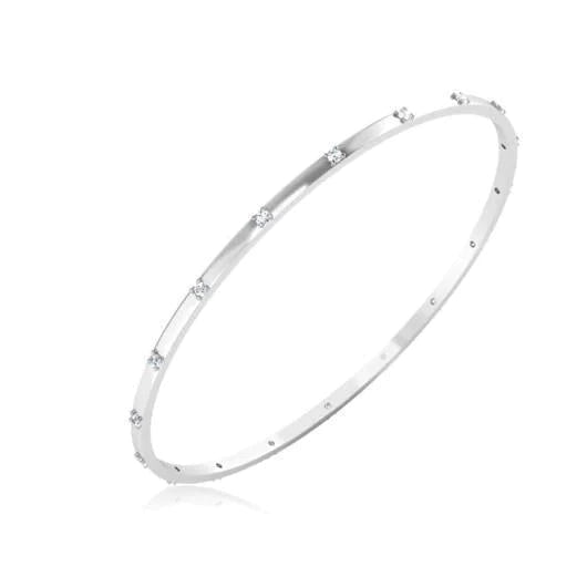 Round Real Diamond Lady Bangle 2.70 Ct White Gold 14K