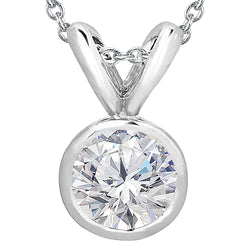 Round Real Natural Earth Mined Diamond Necklace Pendant 1.50 Carats White Gold 14K