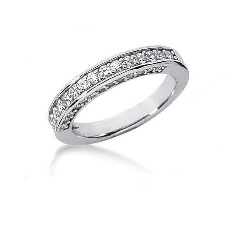 Round Real Diamond Ring Engagement Band Set White Gold 14K