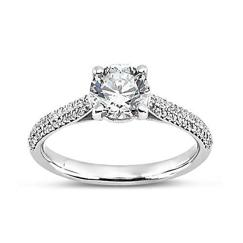 Round Real Diamond Solitaire With Accents Fancy Ring 2.60 Carat White Gold