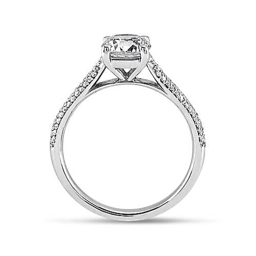 Round Real Diamond Solitaire With Accents Fancy Ring 2.60 Carat White Gold