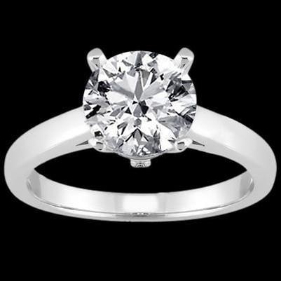 Round Real Diamond Solitaire Women Engagement Ring White Gold 
