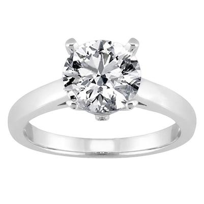 Round Real Diamond Solitaire Women Engagement Ring White Gold 3 Ct.