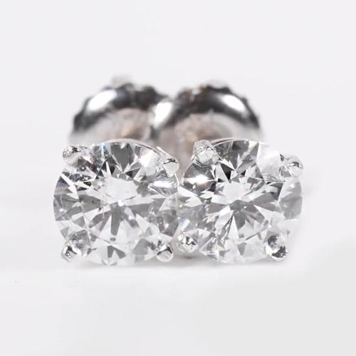 Round Real Diamond Stud Earrings