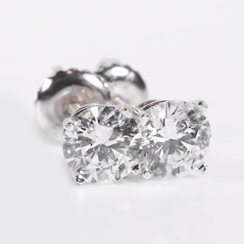 Round Real Diamond Stud Earrings