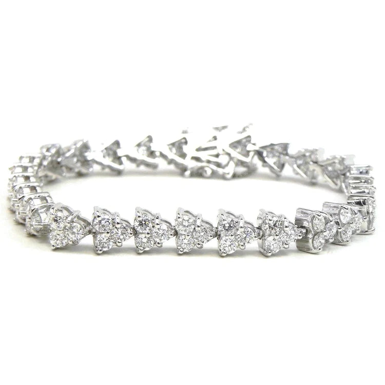 Round Real Diamond Tennis Bracelet 9.72 Carats White Gold 14K Jewelry