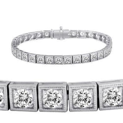 Round Real Diamond Tennis Bracelet Gold White 14K Women Jewelry 3.50 Carats