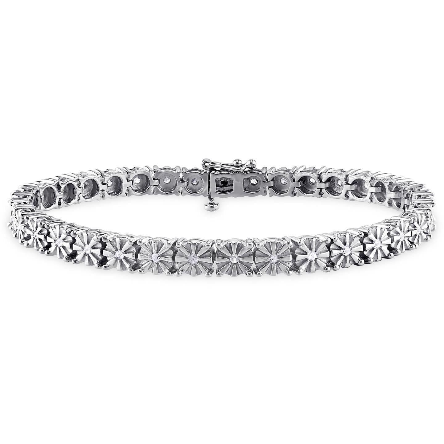 Round Real Diamond Tennis Bracelet Jewelry 1.80 Ct Solid Gold Diamond Cut Mounting