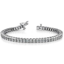 Round Real Diamond Tennis Bracelet White Gold Jewelry 9 Carats